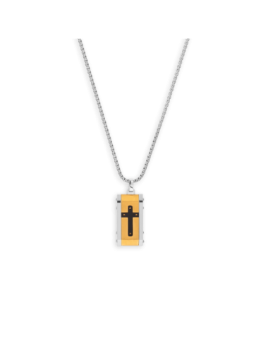 Collier Acier Croix Tricolore