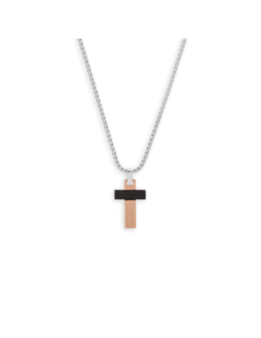 Collier Acier Croix Tricolore