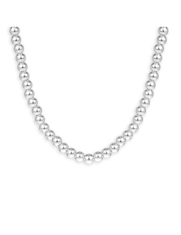Collier Argent Rhodié Grain...