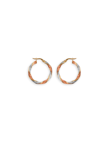 Créoles Or 9 carats Tricolore