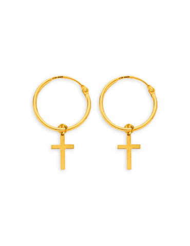 Créoles Or 9 carats Croix