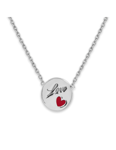 Collier Argent Love Cœur Rouge