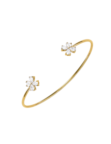 Jonc Plaqué Or Fleurs...