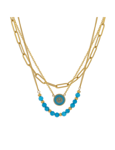 Collier Acier Jaune Triple...