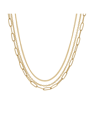 Collier Acier Jaune Triple...