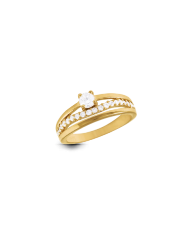 Bague Plaqué Or Solitaire...