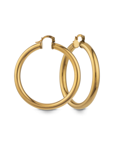 Creoles Plaqué Or Tube Lisse